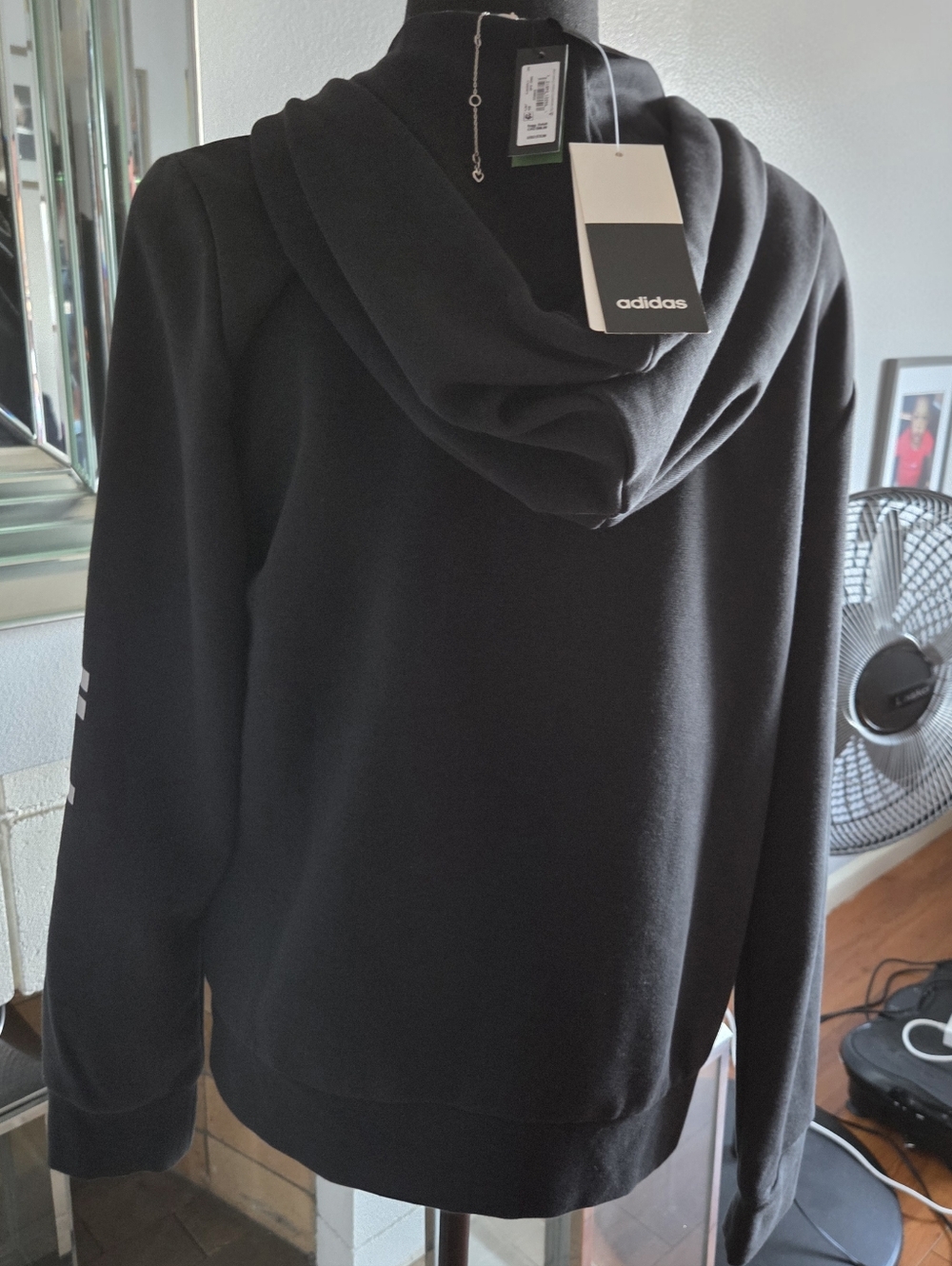 Adidas Black Zip-Up Hoodie with Drawstring Hood - Picture 2 of 3